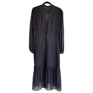 Navy blue dress w/ stars long poet sleeves Avec Les Filles size 8 dark blue